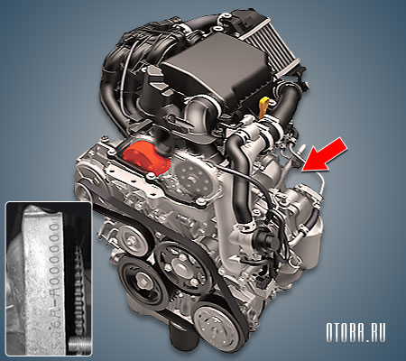 Расположение номера двигателя Suzuki R06A.