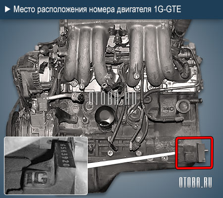 Место расположение номера двигателя toyota 1G-GTE
