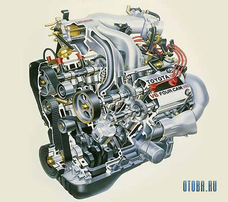 Мотор Тойота 1VZ-FE схема.