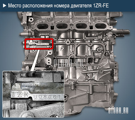 Место расположение номера двигателя Toyota 1ZR-FE