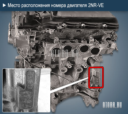 Место расположение номера двигателя toyota 2NR-VE