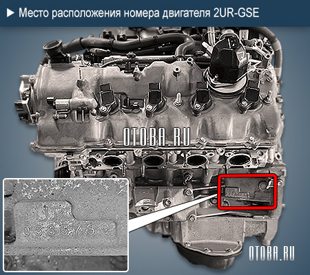 Место расположение номера двигателя Toyota 2UR-GSE