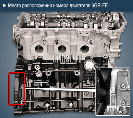 Место расположение номера двигателя toyota 6gr-fe