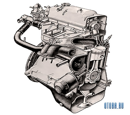 Мотор Рено VAZ 2108 вид сбоку.