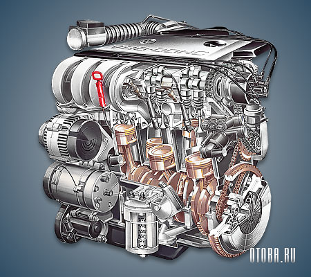 2.8-литровый бензиновый мотор VW ААА в разрезе.