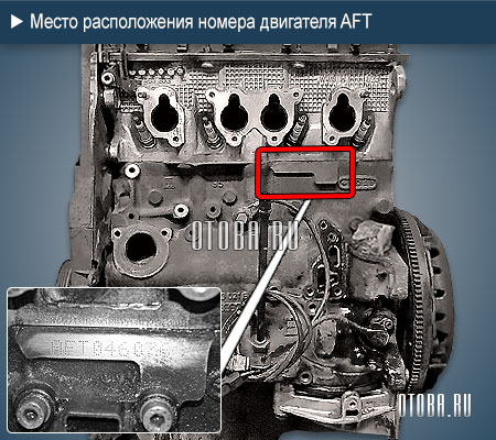 Место расположение номера двигателя VW AFT