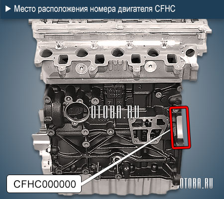 Место расположение номера двигателя VW CFHC