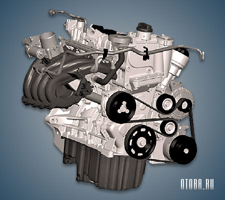 1.6-литровый бензиновый мотор VW CFNB вид сбоку.