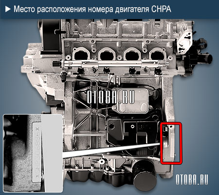 Место расположение номера двигателя VW CHPA