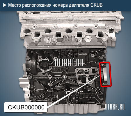 Место расположение номера двигателя VW CKUB