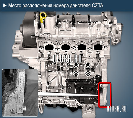 Место расположение номера двигателя VW CZTA