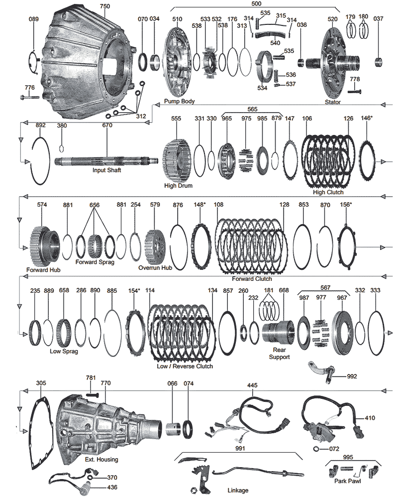 Коробка Jatco JR402E в разборе.